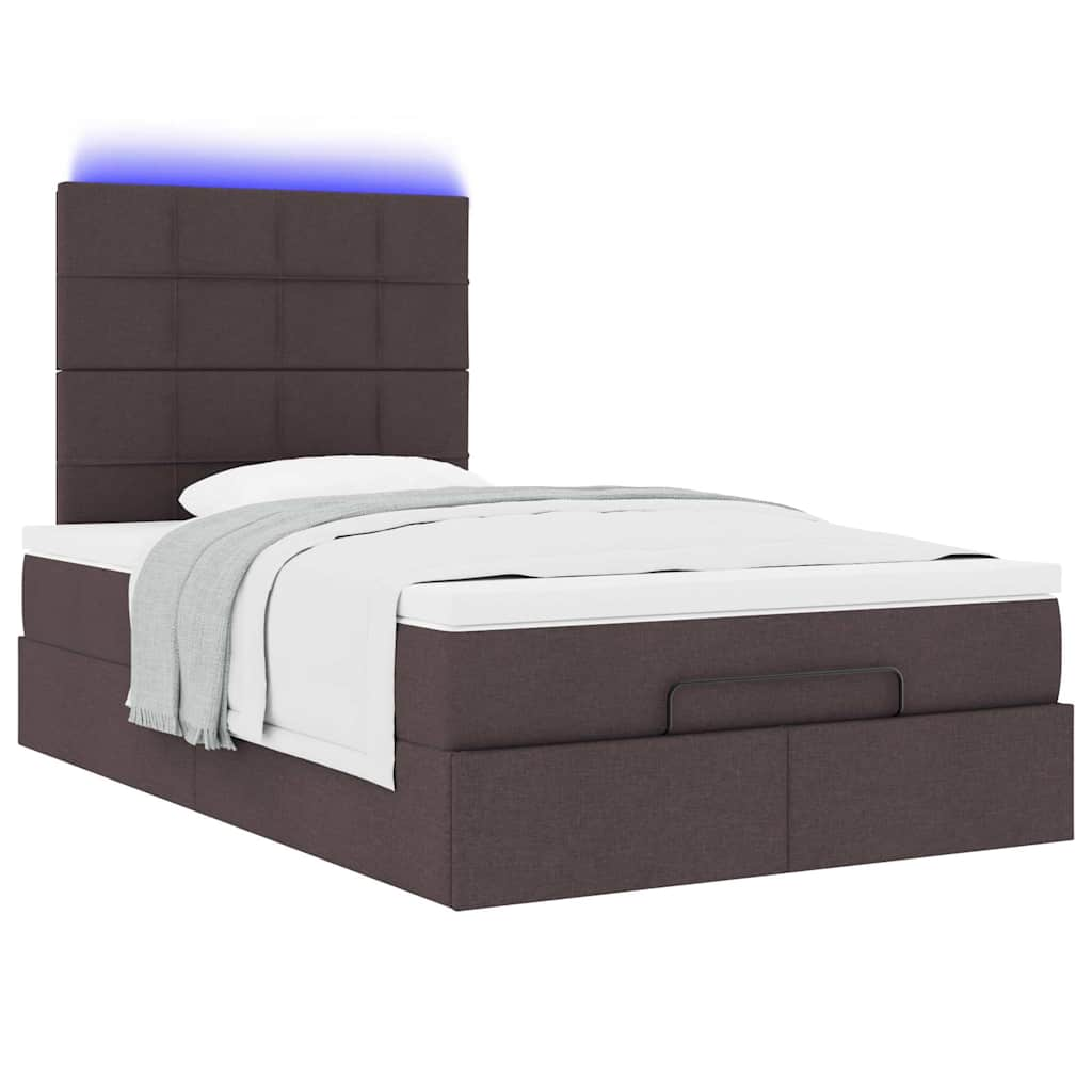 Ottoman-Bett mit Matratze & LEDs Dunkelbraun 120x200 cm Stoff