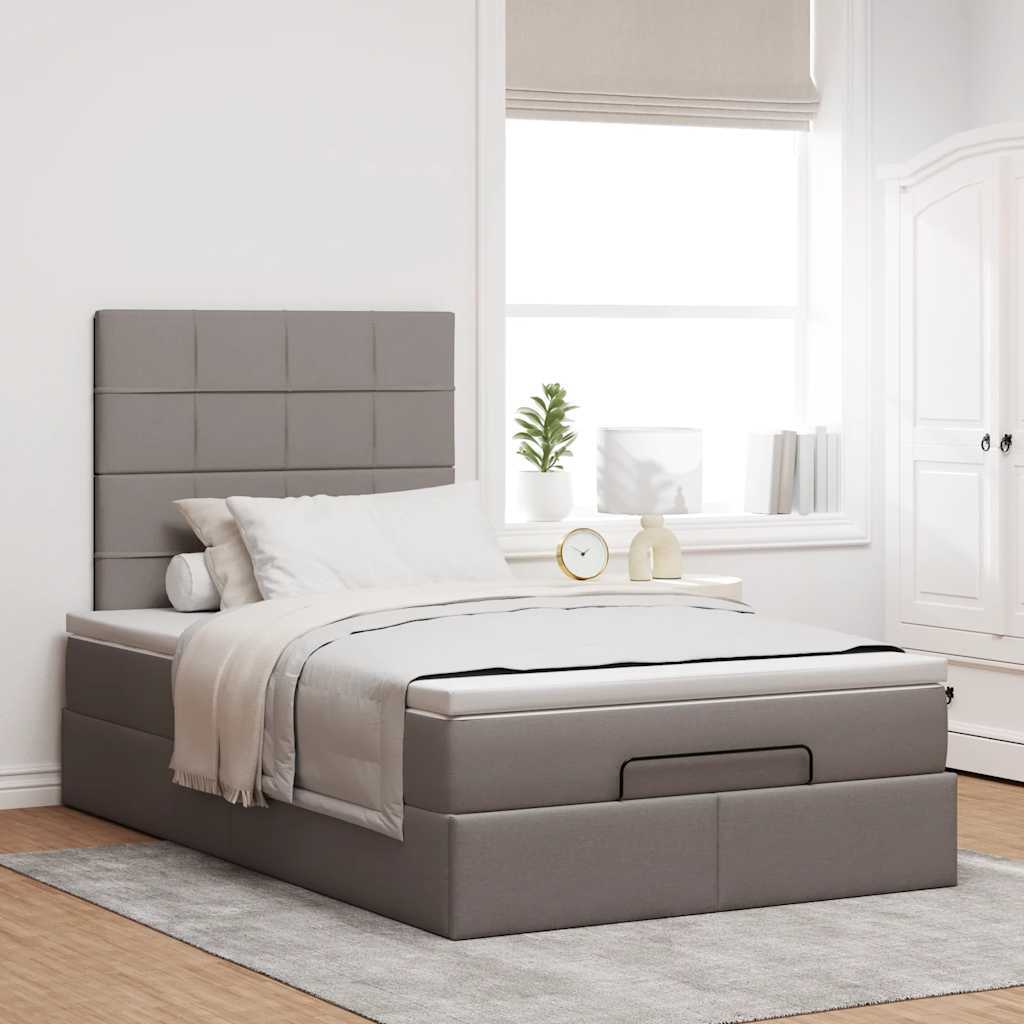 Ottoman-Bett mit Matratze & LEDs Taupe 120x200 cm Stoff