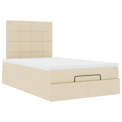 Ottoman-Bett mit Matratze & LEDs Creme 120x200 cm Stoff