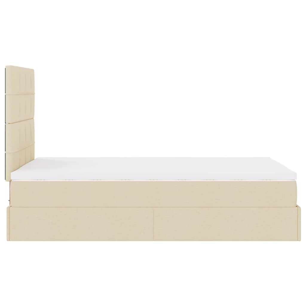 Ottoman-Bett mit Matratze & LEDs Creme 120x200 cm Stoff