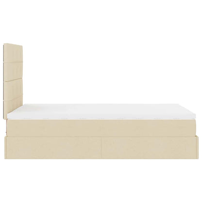 Ottoman-Bett mit Matratze & LEDs Creme 120x200 cm Stoff