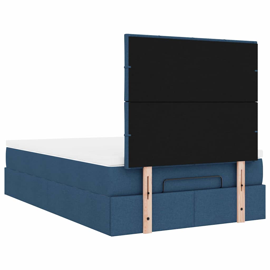 Ottoman-Bett mit Matratze & LEDs Blau 120x200 cm Stoff