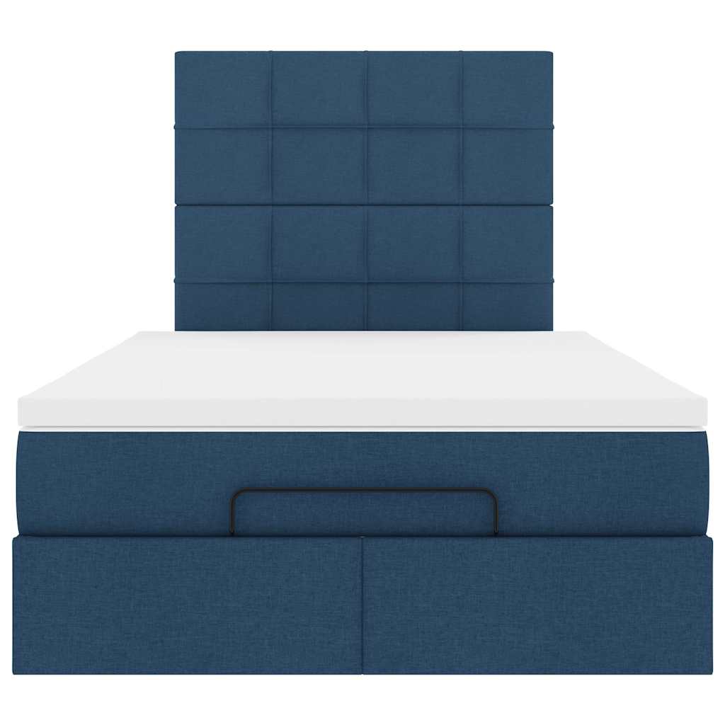 Ottoman-Bett mit Matratze & LEDs Blau 120x200 cm Stoff