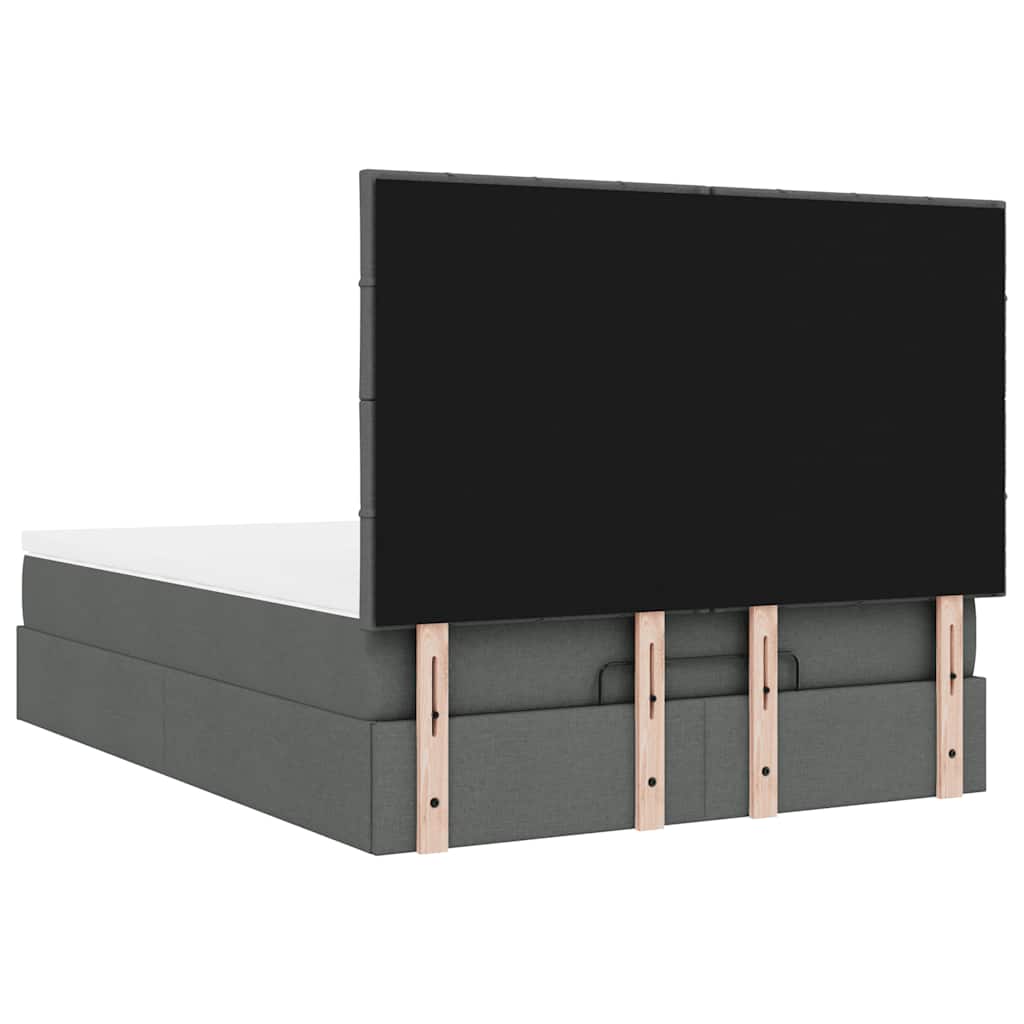 Ottoman-Bett mit Matratze & LEDs Dunkelgrau 140x190 cm Stoff