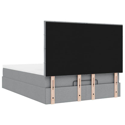 Ottoman-Bett mit Matratze & LEDs Hellgrau 140x200 cm Stoff
