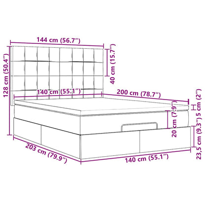 Ottoman-Bett mit Matratze & LEDs Hellgrau 140x200 cm Stoff