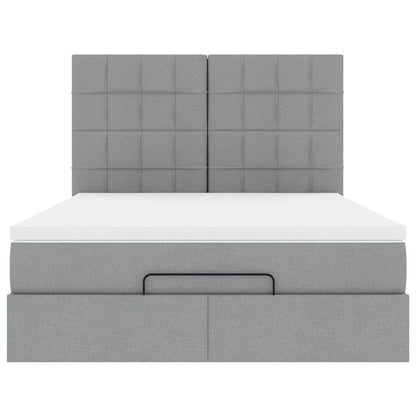Ottoman-Bett mit Matratze & LEDs Hellgrau 140x200 cm Stoff