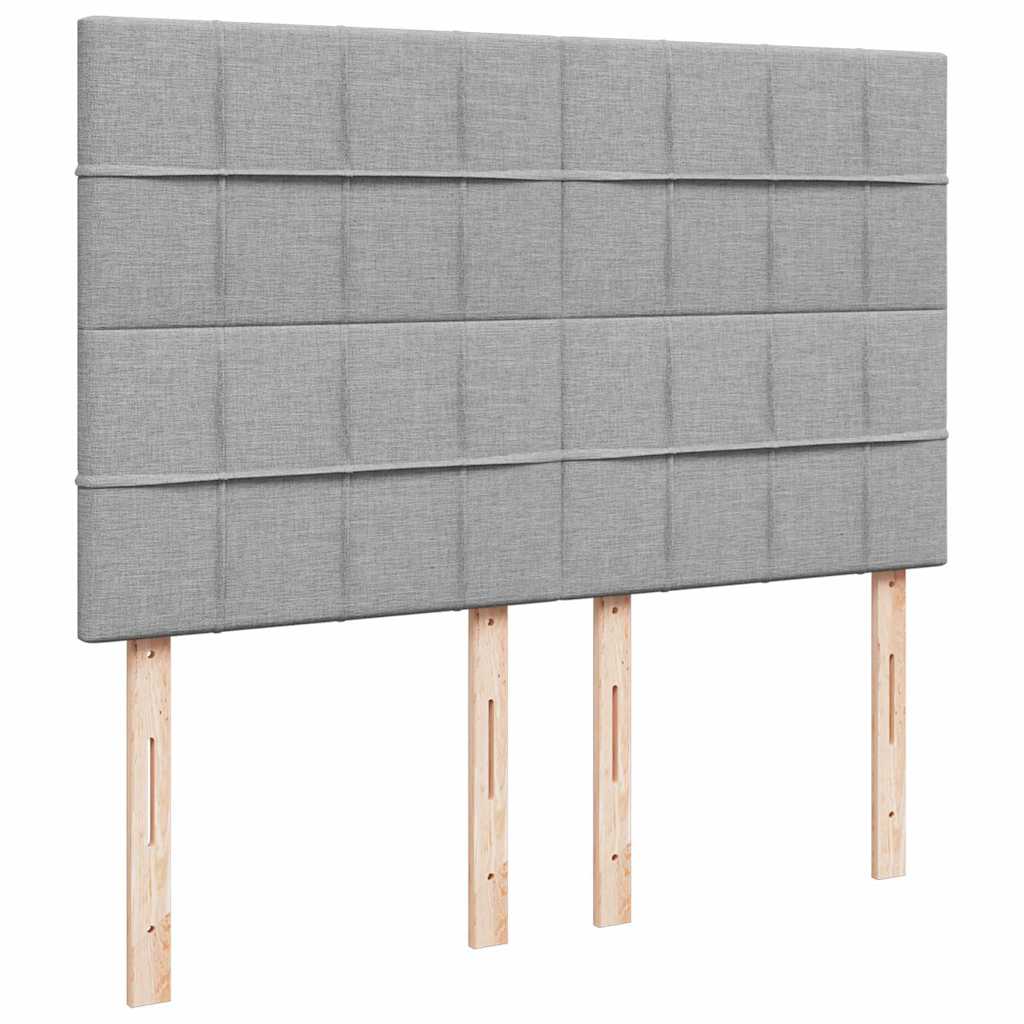 Ottoman-Bett mit Matratze & LEDs Hellgrau 140x200 cm Stoff