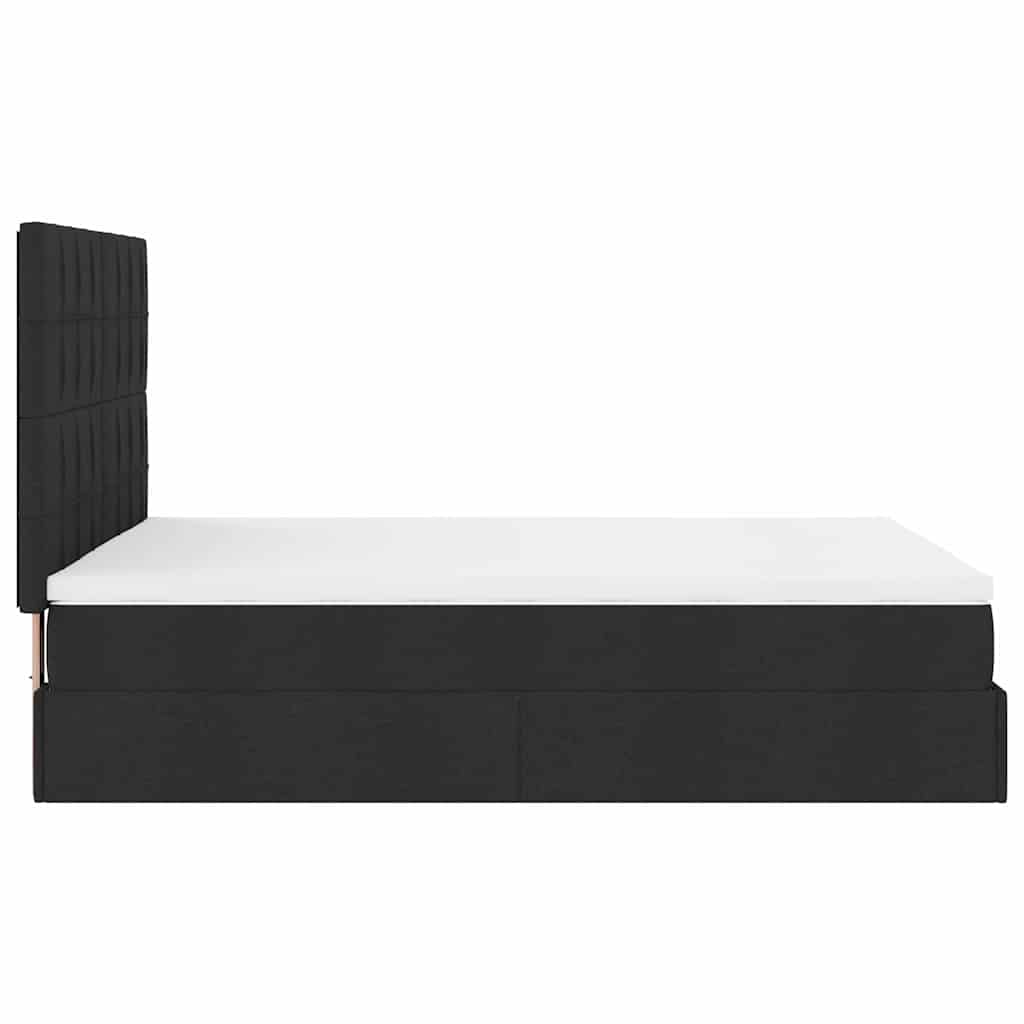 Ottoman-Bett mit Matratze & LEDs Schwarz 140x200 cm Stoff