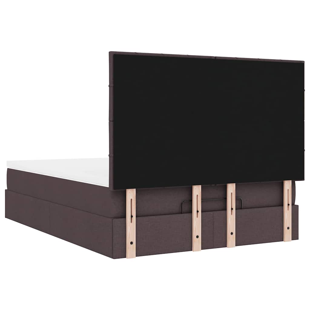 Ottoman-Bett mit Matratze & LEDs Dunkelbraun 140x200 cm Stoff