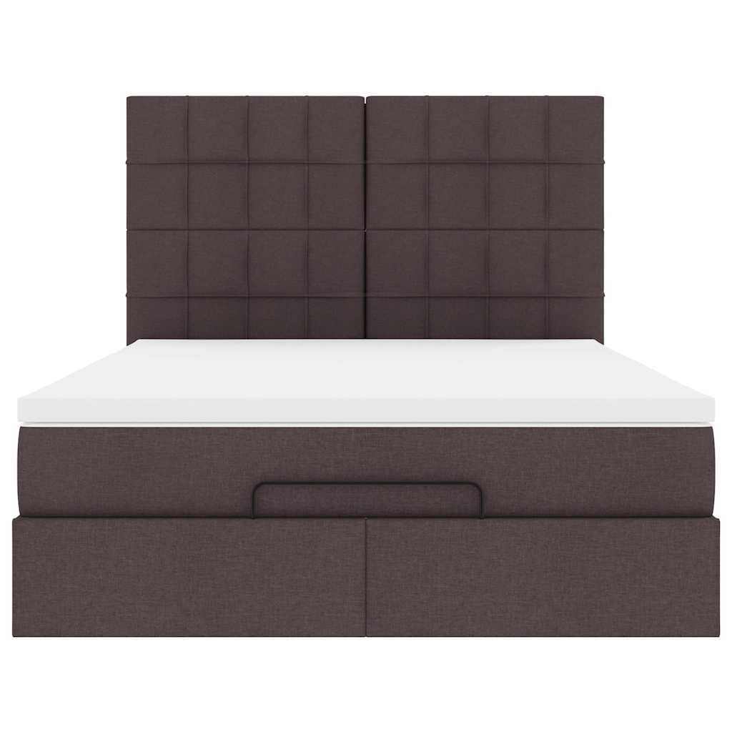 Ottoman-Bett mit Matratze & LEDs Dunkelbraun 140x200 cm Stoff