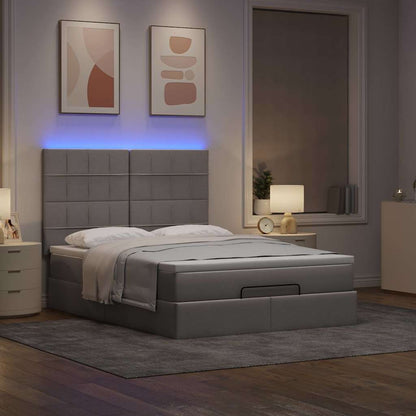 Ottoman-Bett mit Matratze & LEDs Taupe 140x200 cm Stoff