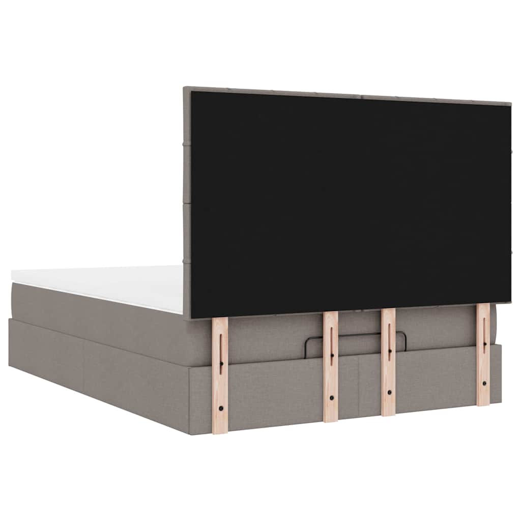 Ottoman-Bett mit Matratze & LEDs Taupe 140x200 cm Stoff
