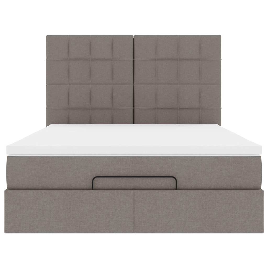 Ottoman-Bett mit Matratze & LEDs Taupe 140x200 cm Stoff