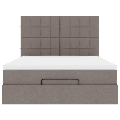 Ottoman-Bett mit Matratze & LEDs Taupe 140x200 cm Stoff