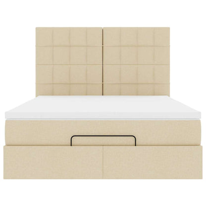 Ottoman-Bett mit Matratze & LEDs Creme 140x200 cm Stoff