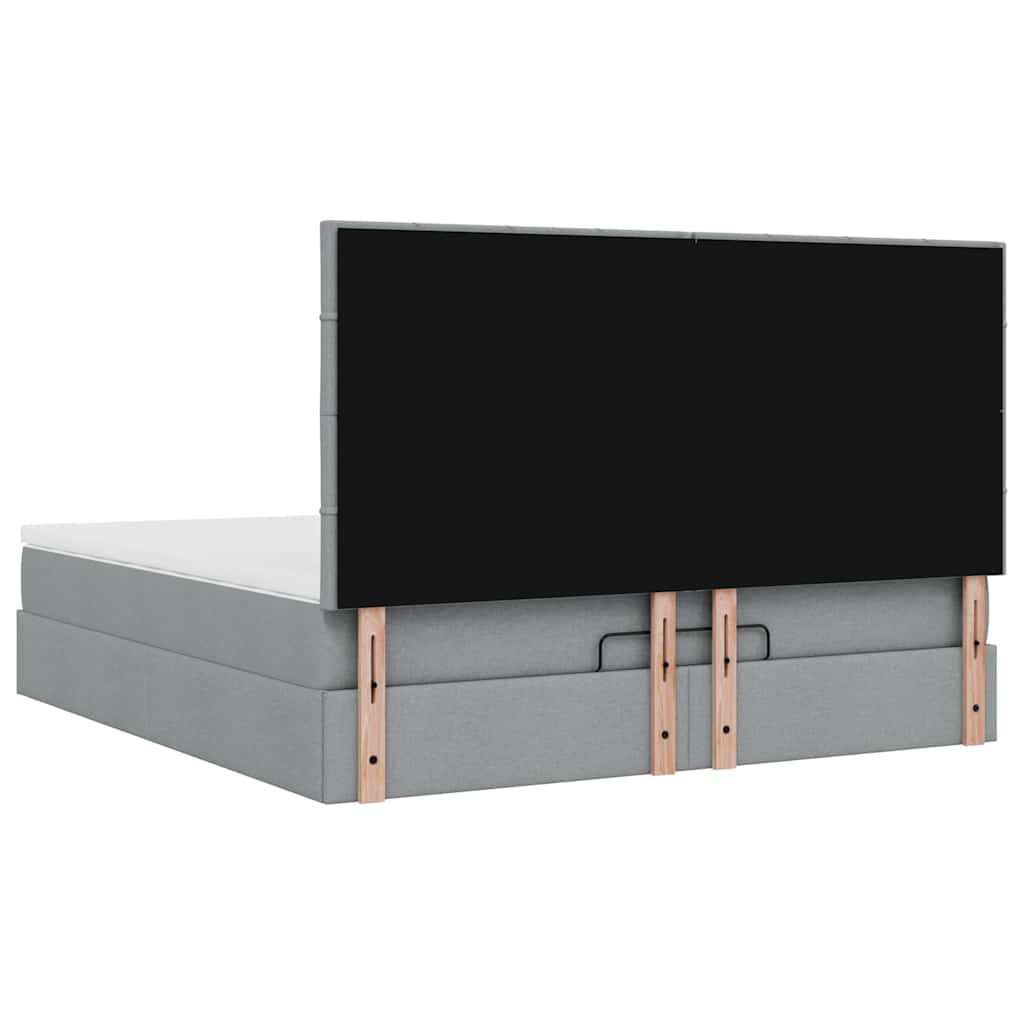 Ottoman-Bett mit Matratze & LEDs Hellgrau 160x200 cm Stoff