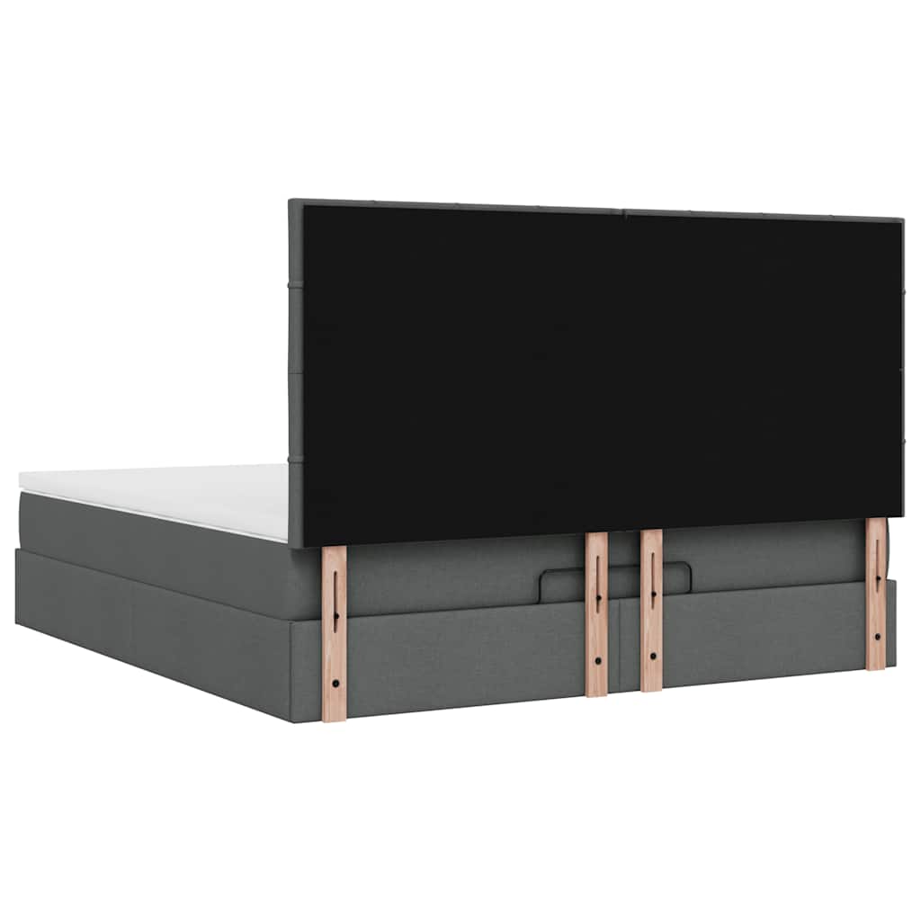 Ottoman-Bett mit Matratze & LEDs Dunkelgrau 160x200 cm Stoff