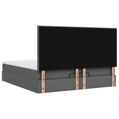 Ottoman-Bett mit Matratze & LEDs Dunkelgrau 160x200 cm Stoff