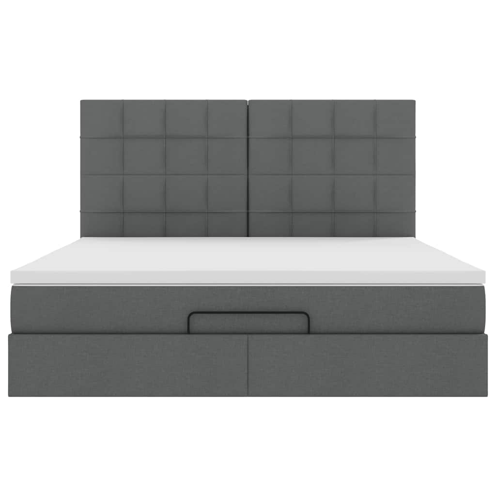 Ottoman-Bett mit Matratze & LEDs Dunkelgrau 160x200 cm Stoff