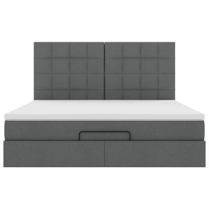 Ottoman-Bett mit Matratze & LEDs Dunkelgrau 160x200 cm Stoff