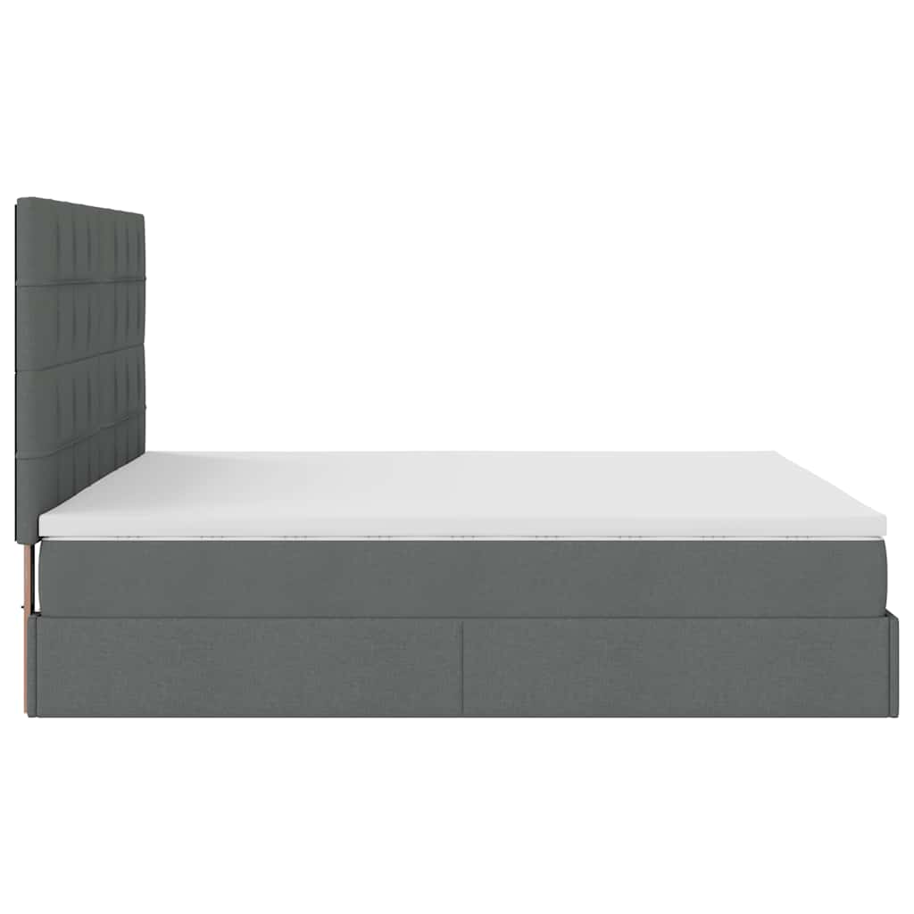 Ottoman-Bett mit Matratze & LEDs Dunkelgrau 160x200 cm Stoff
