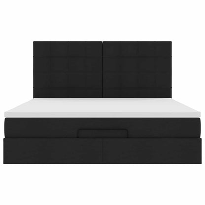 Ottoman-Bett mit Matratze & LEDs Schwarz 160x200 cm Stoff