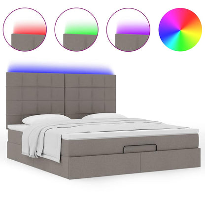 Ottoman-Bett mit Matratze & LEDs Taupe 160x200 cm Stoff