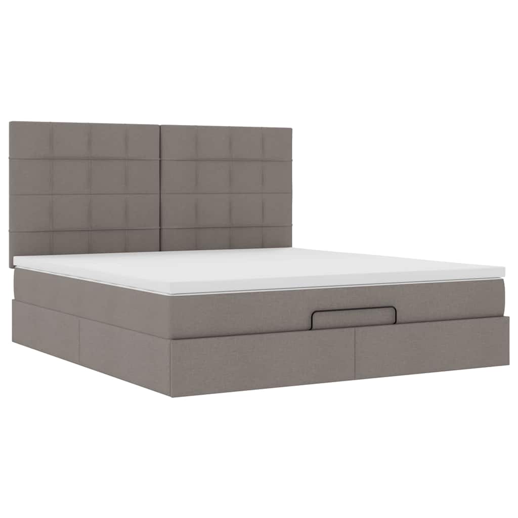 Ottoman-Bett mit Matratze & LEDs Taupe 160x200 cm Stoff