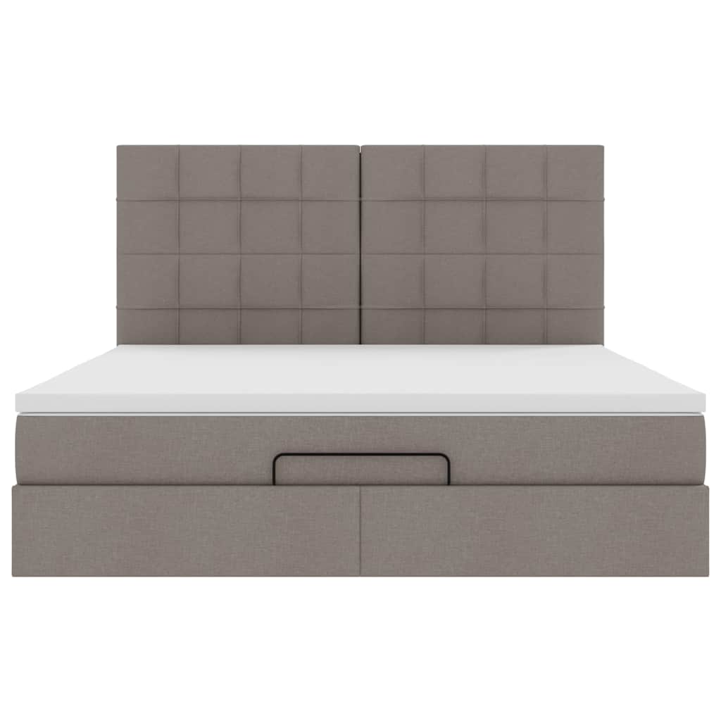 Ottoman-Bett mit Matratze & LEDs Taupe 160x200 cm Stoff