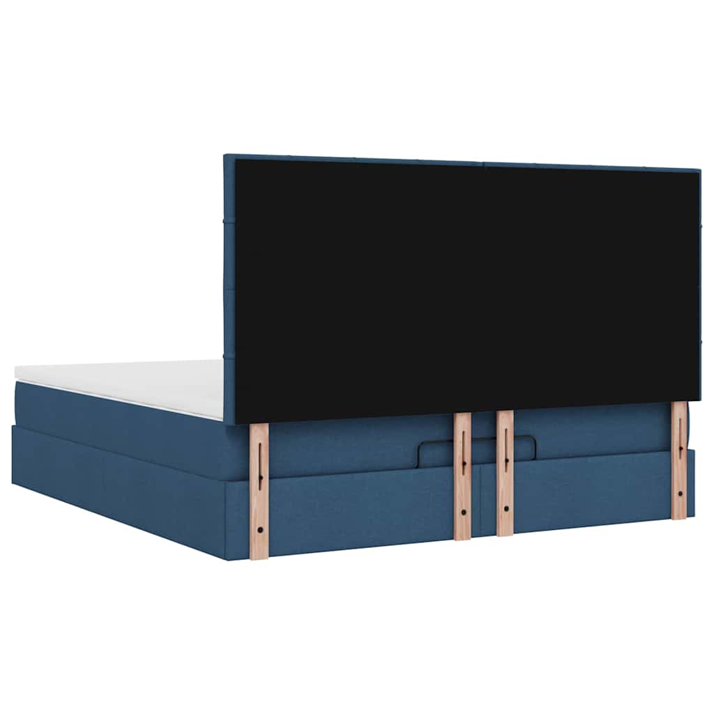 Ottoman-Bett mit Matratze & LEDs Blau 160x200 cm Stoff
