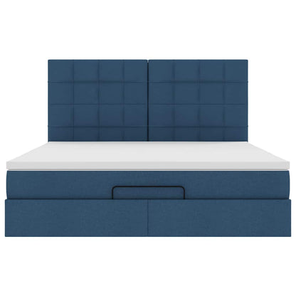 Ottoman-Bett mit Matratze & LEDs Blau 160x200 cm Stoff