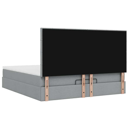 Ottoman-Bett mit Matratze & LEDs Hellgrau 180x200 cm Stoff