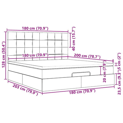 Ottoman-Bett mit Matratze & LEDs Hellgrau 180x200 cm Stoff
