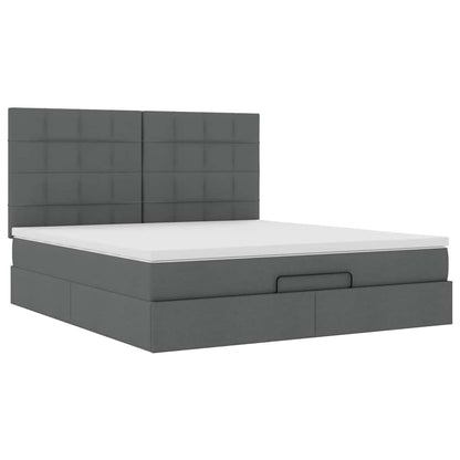 Ottoman-Bett mit Matratze & LEDs Dunkelgrau 180x200 cm Stoff