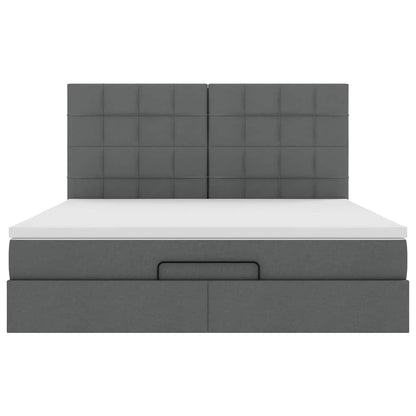 Ottoman-Bett mit Matratze & LEDs Dunkelgrau 180x200 cm Stoff