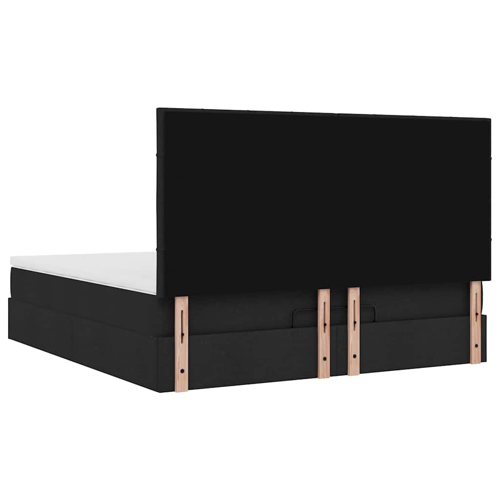 Ottoman-Bett mit Matratze & LEDs Schwarz 180x200 cm Stoff