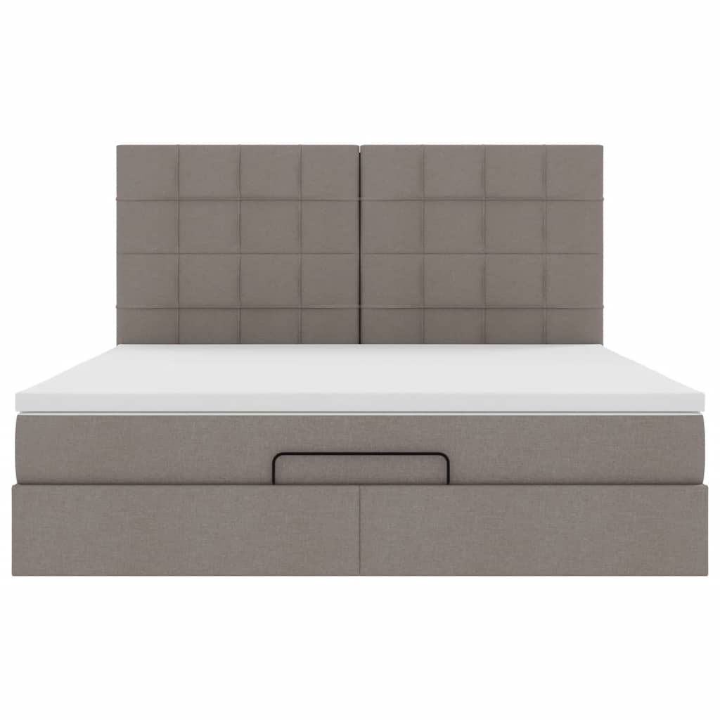 Ottoman-Bett mit Matratze & LEDs Taupe 180x200 cm Stoff