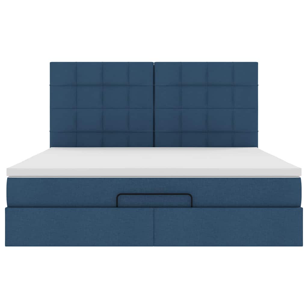Ottoman-Bett mit Matratze & LEDs Blau 180x200 cm Stoff