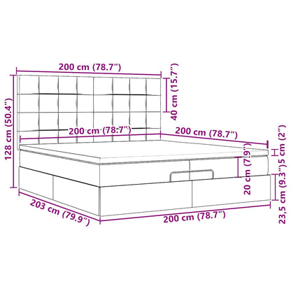 Ottoman-Bett mit Matratzen & LEDs Hellgrau 200x200 cm Stoff