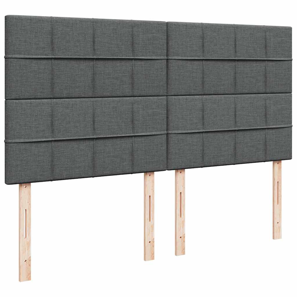 Ottoman-Bett mit Matratzen & LEDs Dunkelgrau 200x200 cm Stoff