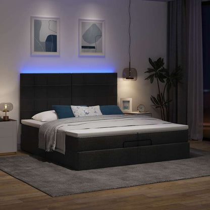 Ottoman-Bett mit Matratzen & LEDs Schwarz 200x200 cm Stoff