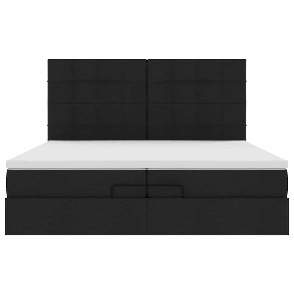 Ottoman-Bett mit Matratzen & LEDs Schwarz 200x200 cm Stoff