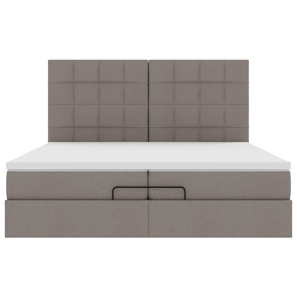 Ottoman-Bett mit Matratzen & LEDs Taupe 200x200 cm Stoff