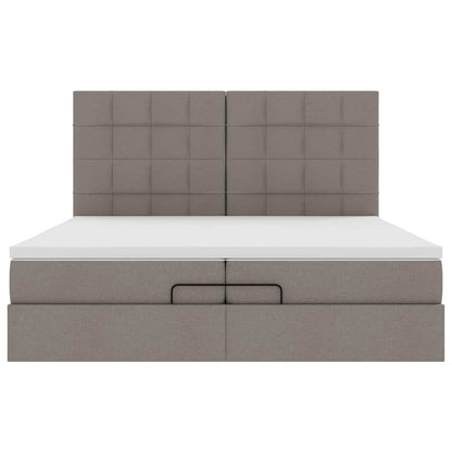 Ottoman-Bett mit Matratzen & LEDs Taupe 200x200 cm Stoff