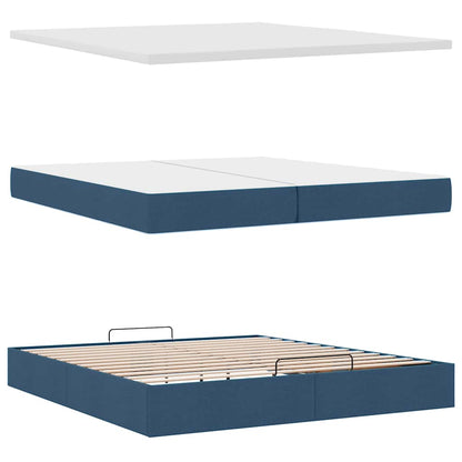 Ottoman-Bett mit Matratzen & LEDs Blau 200x200 cm Stoff