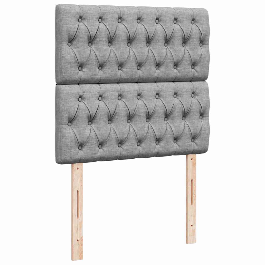 Ottomane Bett mit Matratze & LEDs Hellgrau 80x200 cm Stoff