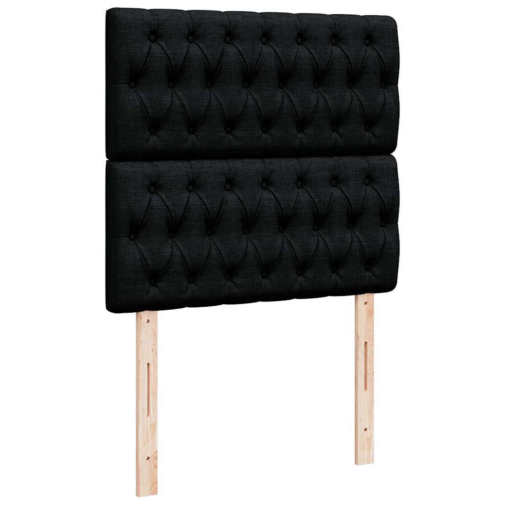 Ottoman-Bett mit Matratze & LEDs Schwarz 90x190 cm Stoff