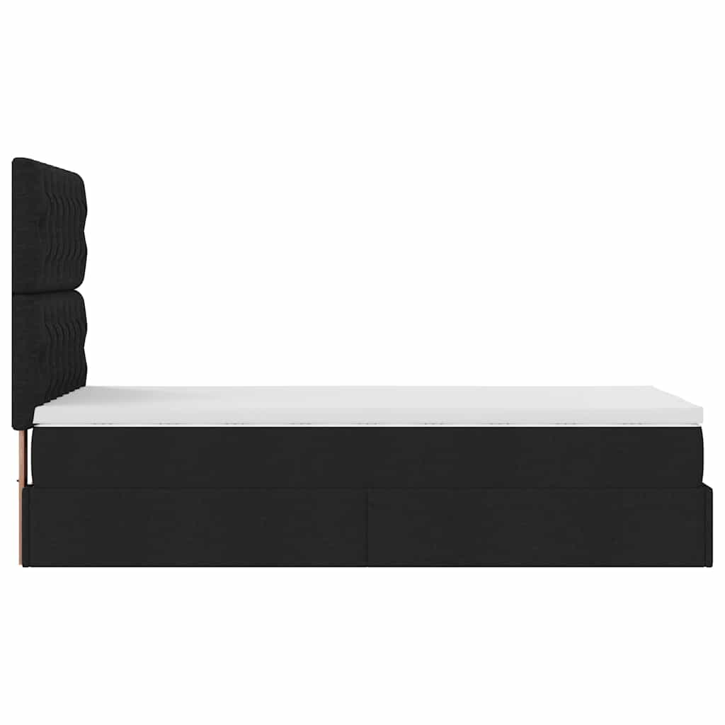 Ottoman-Bett mit Matratze & LEDs Schwarz 90x190 cm Stoff