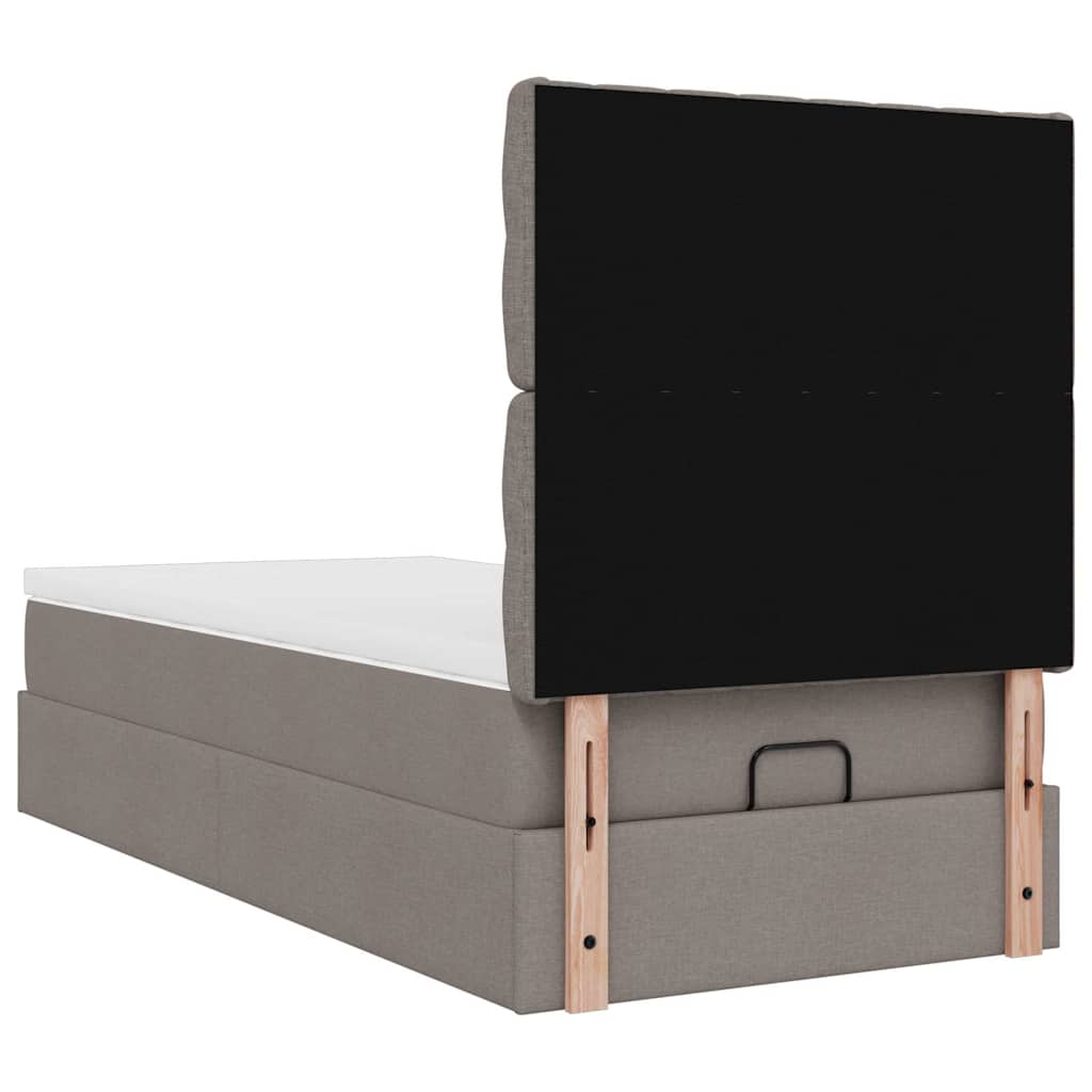 Ottoman-Bett mit Matratze & LEDs Taupe 90x190 cm Stoff
